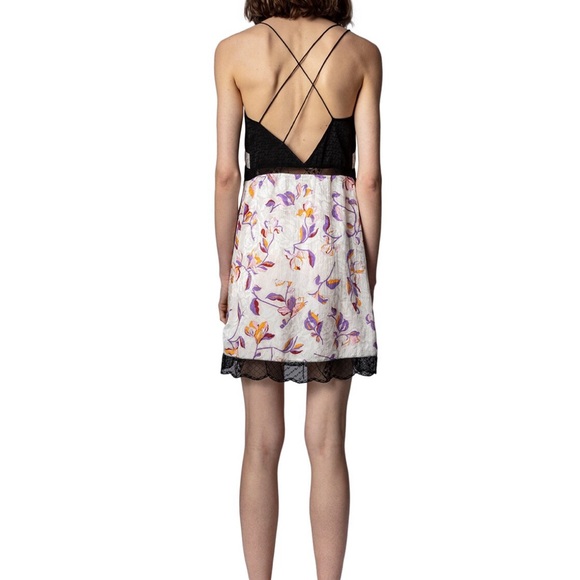 NWOT Zadig & Voltaire Cole Panelled  Dress with lace ruffle SZ L - Picture 3 of 7